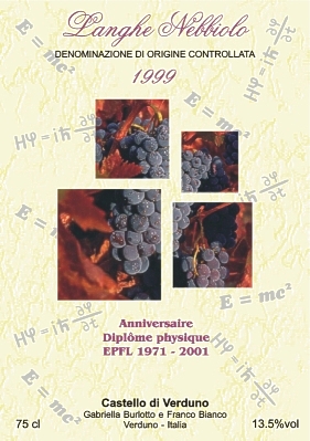 Etiquette Nebbiolo des 30 ans des Physiciens 71